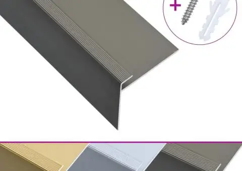 Profile trepte în formă de F, 15 buc., maro, 90 cm, aluminiu - 3/5