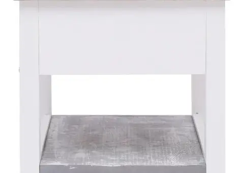 Masă laterală, gri, 40 x 40 x 40 cm, lemn de paulownia - 3/5