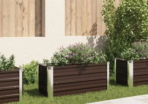 Strat înălțat de grădină, maro, 100x40x45 cm, oțel galvanizat - 1/5