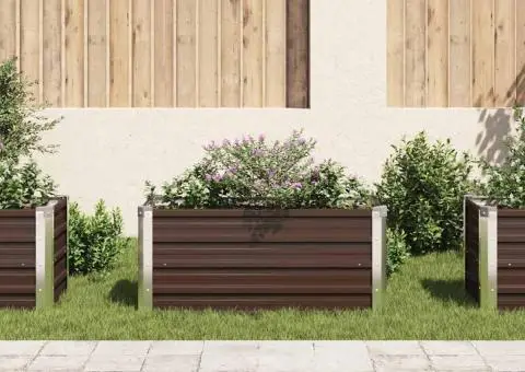 Strat înălțat de grădină, maro, 100x40x45 cm, oțel galvanizat - 3/5