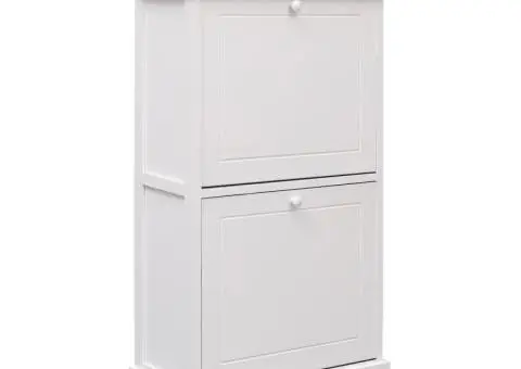 Pantofar, alb, 50x28x98 cm, lemn de paulownia - 1/5