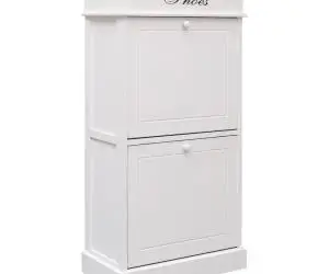 vidaXL Pantofar, alb, 50x28x98 cm, lemn de paulownia