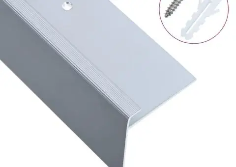 Profile trepte formă de F, 15 buc., argintiu, 90 cm, aluminiu - 1/5