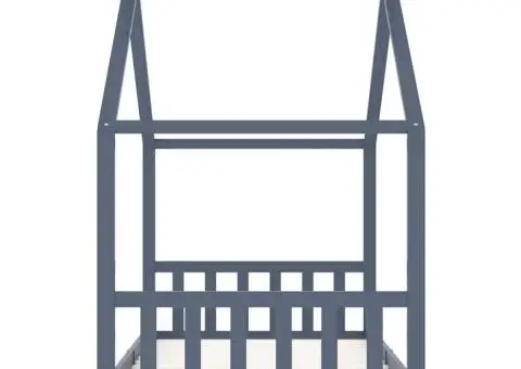 Cadru de pat pentru copii, gri, 90 x 200 cm, lemn masiv de pin - 5/5