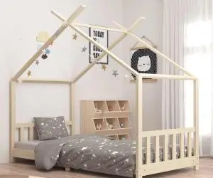 vidaXL Cadru de pat pentru copii, 90 x 200 cm, lemn masiv de pin