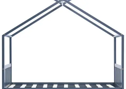 Cadru de pat de copii, gri, 70 x 140 cm, lemn masiv de pin - 4/5