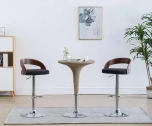 vidaXL Scaune de bar 2 buc. gri închis, material textil & lemn curbat