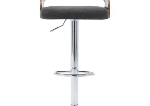 Scaune de bar 2 buc. gri închis, material textil & lemn curbat - 4/5