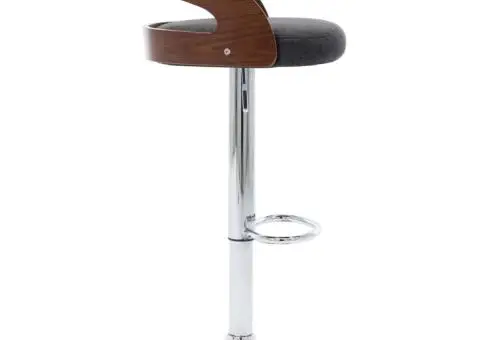 Scaune de bar 2 buc. gri închis, material textil & lemn curbat - 5/5