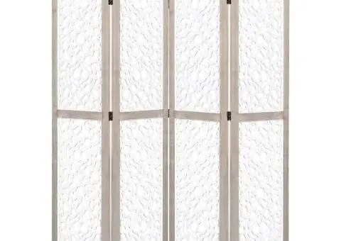 Paravan de cameră cu 4 panouri, alb, 140 x 165 cm, lemn masiv - 1/5