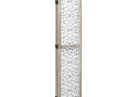 Paravan de cameră cu 4 panouri, alb, 140 x 165 cm, lemn masiv - 4/5