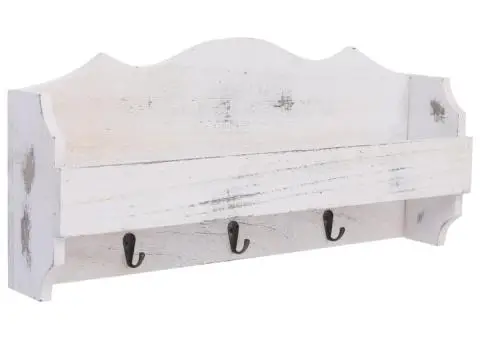 Cuier de perete, alb, 50 x 10 x 23 cm, lemn - 1/5