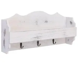 vidaXL Cuier de perete, alb, 50 x 10 x 23 cm, lemn