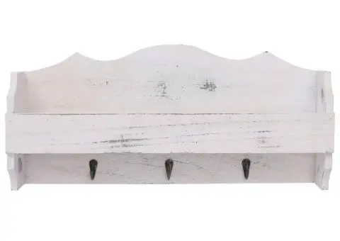 Cuier de perete, alb, 50 x 10 x 23 cm, lemn - 3/5