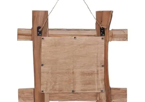 Oglindă din bușteni, natural, 50x50 cm, lemn de tec reciclat - 3/5