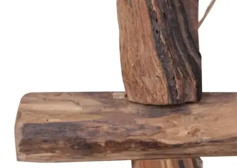 Oglindă din bușteni, natural, 50x50 cm, lemn de tec reciclat - 4/5