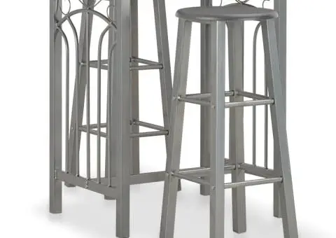 Set mobilier de bar, 3 piese, antracit, lemn și oțel - 1/5