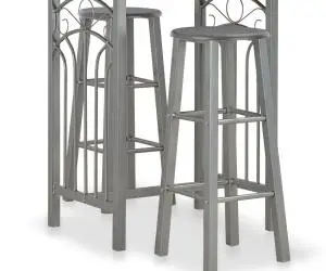 vidaXL Set mobilier de bar, 3 piese, antracit, lemn și oțel