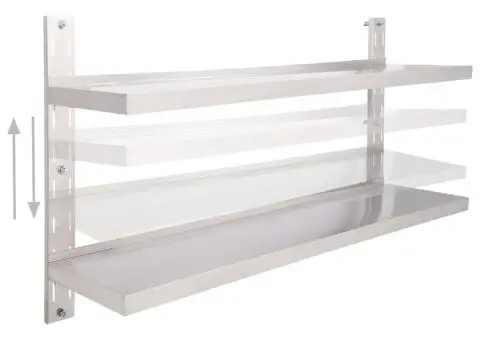 Etajeră de perete cu 2 rafturi, 150 x 30 cm, oțel inoxidabil - 3/5