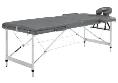 Masă de masaj cu 3 zone, cadru aluminiu, antracit, 186 x 68 cm - 1/5