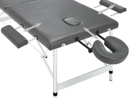 Masă de masaj cu 3 zone, cadru aluminiu, antracit, 186 x 68 cm - 3/5