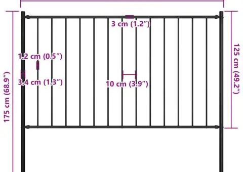 Panou de gard cu stâlpi, negru, 1,7 x 1,25 m, oțel - 4/4