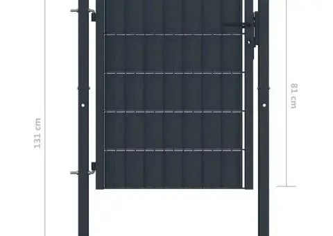 Poartă de gard, antracit, 100x81 cm, PVC și oțel - 4/4