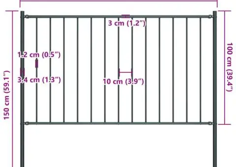 Panou de gard cu stâlpi, antracit, 1,7 x 1 m, oțel - 4/4