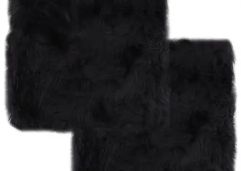 Pernuțe scaun 2 buc, gri închis, 40x40 cm, piele oaie naturală - 1/5