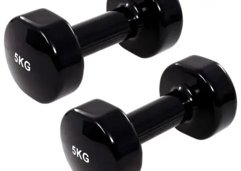 vida XL Gantere, 2 buc.,2x5 kg, fontă, negru - 1/5