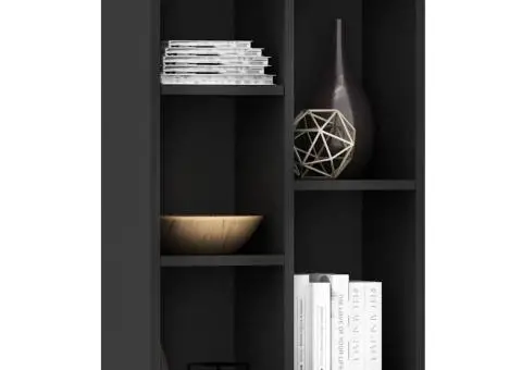 Bibliotecă/Dulap, negru, 50x25x80 cm, lemn prelucrat - 3/5