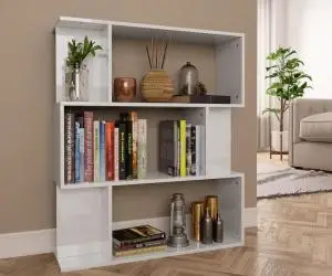 vidaXL Bibliotecă/Separator cameră, alb extralucios, 80x24x96 cm, PAL
