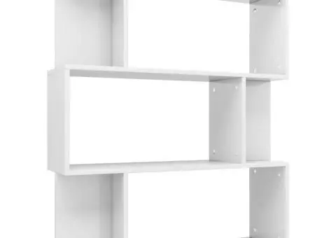 Bibliotecă/Separator cameră, alb extralucios, 80x24x96 cm, PAL - 2/5