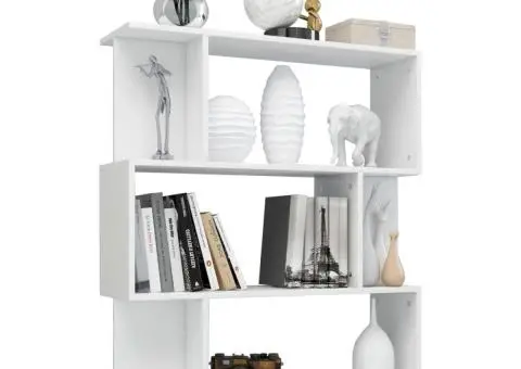 Bibliotecă/Separator cameră, alb extralucios, 80x24x96 cm, PAL - 5/5