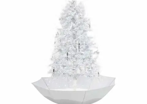 Brad de Crăciun cu ninsoare și bază umbrelă, alb, 170 cm - 2/5