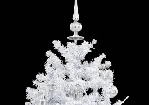 Brad de Crăciun cu ninsoare și bază umbrelă, alb, 170 cm - 4/5