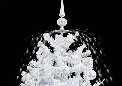 Brad de Crăciun cu ninsoare și bază umbrelă, alb, 170 cm - 5/5