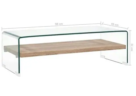 Măsuță de cafea, transparent, 98x45x31 cm, sticlă securizată - 5/5