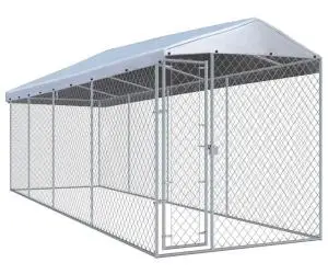 vidaXL Padoc pentru câini de exterior, cu acoperiș 760x190x225 cm