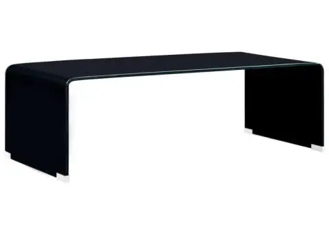 Măsuță de cafea, negru, 98x45x31 cm, sticlă securizată - 1/5