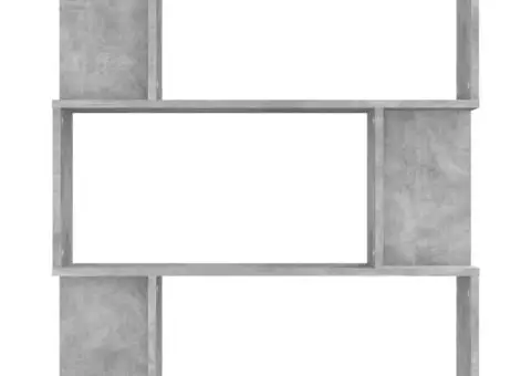 Bibliotecă/Separator, gri beton, 80x24x96 cm, lemn prelucrat - 5/5