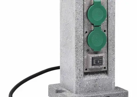 Priză de grădină verticală cu senzor de seară, plastic - 1/5