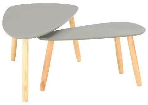 Măsuțe de cafea, 2 buc., gri, lemn masiv de pin - 4/5