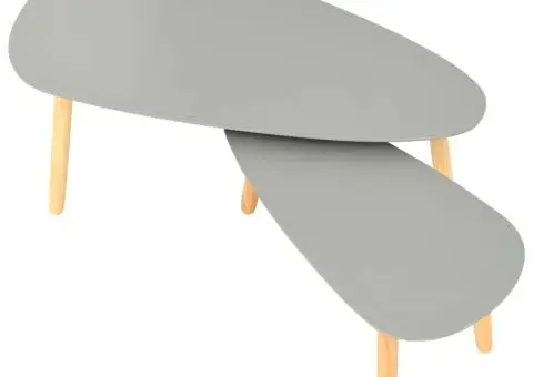 Măsuțe de cafea, 2 buc., gri, lemn masiv de pin - 5/5