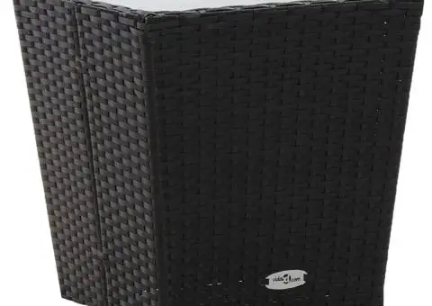 Masă de ceai negru 41,5x41,5x43 cm poliratan sticlă securizată - 1/5