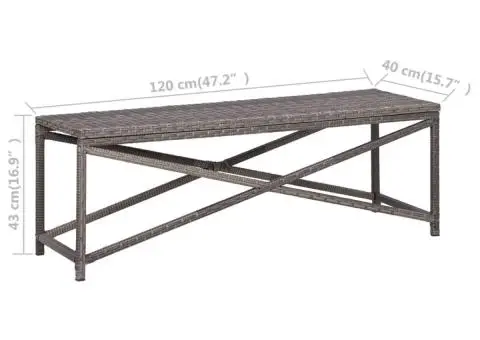 Bancă de grădină, gri, 120 cm, poliratan - 5/5