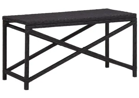 Bancă de grădină, negru, 80 cm, poliratan - 1/5