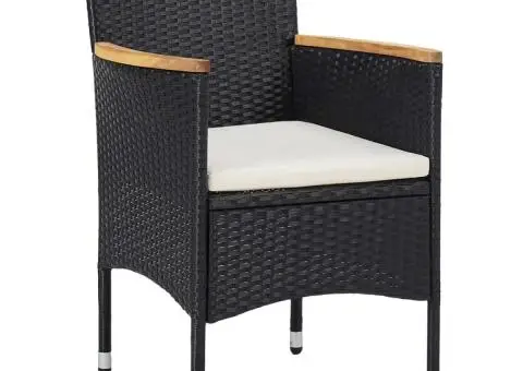 Scaune de grădină, 2 buc., negru, poliratan - 2/5