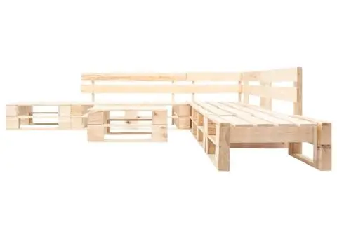 Set mobilier de grădină paleți, 6 piese, natural, lemn - 2/3