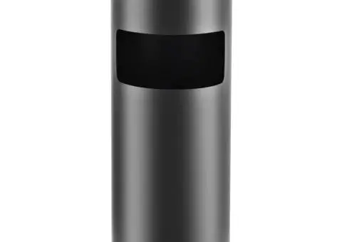 Coș de gunoi cu scrumieră, pentru hotel, gri, oțel, 30 L - 2/5